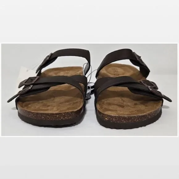 NewโFalls Creek Shoes Womens Sandals Dark Brown Straps Buckles Slip On Size 11 - Picture 2 of 15